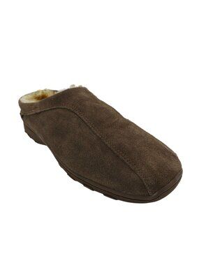 OLD FRIEND Men's Brown Suede Moccasin Slippers with Shearling Size 14